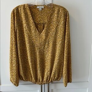 Allison Joy Yellow, cream and brown  Blouse